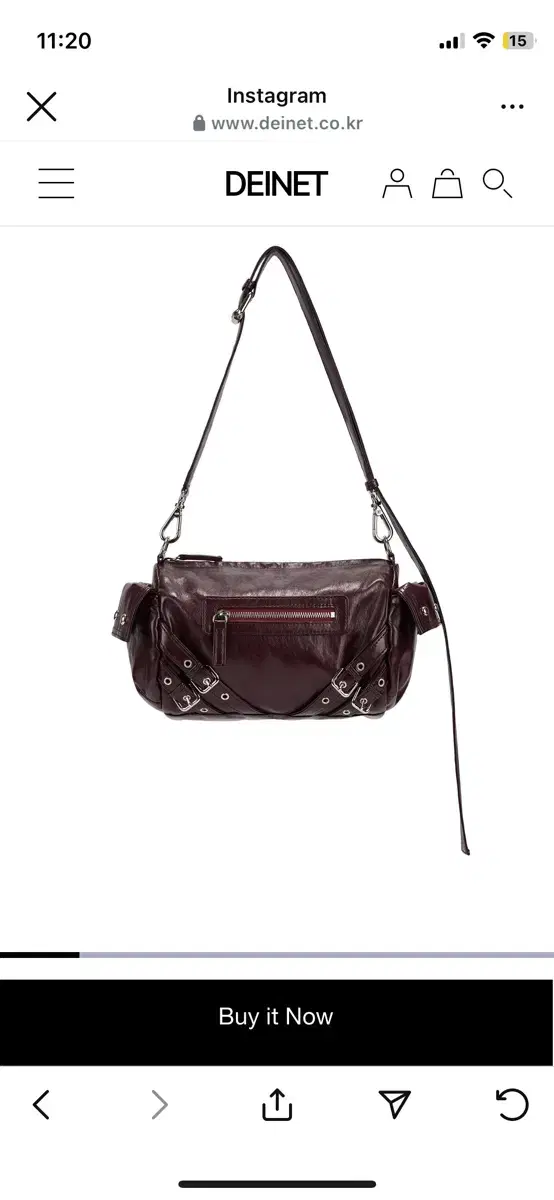 다이닛 STUD POCKET BAG IN BURGUNDY